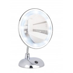 Wenko LED Kosmetikspiegel Style Chrom, Standspiegel, 3-fach Vergrößerung