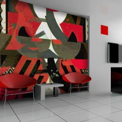 Artgeist Fototapete - Rot & Co. - eine kubistische Abstraktion