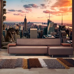 Artgeist Fototapete - New York: The skyscrapers and sunset