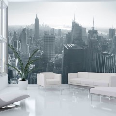 Artgeist Fototapete - Schwarz-weißes Panorama von New York City
