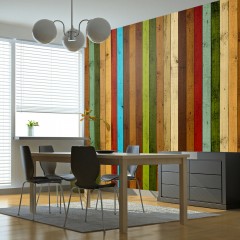 Artgeist Fototapete - Wooden rainbow