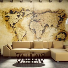 Artgeist Fototapete - Weltkarte der Goldgräber