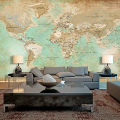 Artgeist XXL Tapete - Turquoise World Map II