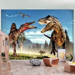 Artgeist Fototapete - Fighting Dinosaurs