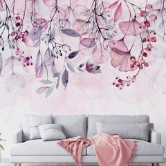 Artgeist Fototapete - Foggy Nature - Pink