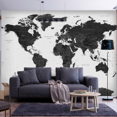 Artgeist Fototapete - Weltkarte schwarz-weiß