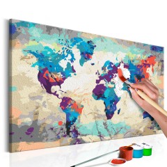 Artgeist Malen nach Zahlen - Weltkarte (Blau & Rot)
