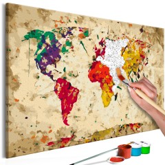 Artgeist Malen nach Zahlen - Weltkarte (Farbflecken)