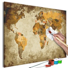 Malen nach Zahlen - Brown World Map