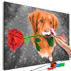 Artgeist Malen nach Zahlen - Dog With Rose