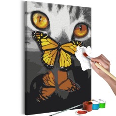 Artgeist Malen nach Zahlen - Kitten and Butterfly