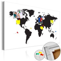 Artgeist Korkbild - World Map: Black & White Elegance [Cork Map]