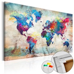 Artgeist Korkbild - World Map: Colourful Madness [Cork Map]