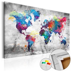Artgeist Korkbild - World Map: Grey Style [Cork Map]