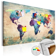 Artgeist Korkbild - Colorful World Map [Cork Map]