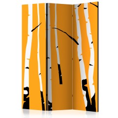 Artgeist 3-teiliges Paravent - Birches on the orange background [Room Dividers]