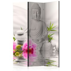 Artgeist 3-teiliges Paravent - Buddha and Orchids [Room Dividers]