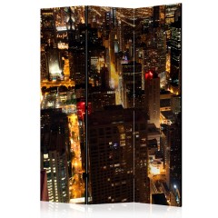 Artgeist 3-teiliges Paravent - City by night - Chicago, USA [Room Dividers]