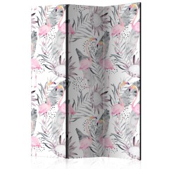 Artgeist 3-teiliges Paravent - Flamingos and Twigs [Room Dividers]