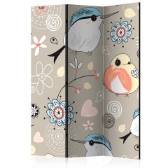 Artgeist 3-teiliges Paravent - Natural pattern with birds [Room Dividers]