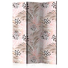 Artgeist 3-teiliges Paravent - Pink Palm Leaves [Room Dividers]