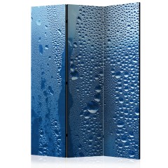 Artgeist 3-teiliges Paravent - Water drops on blue glass [Room Dividers]
