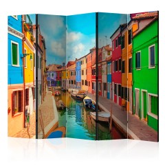 Artgeist 5-teiliges Paravent -  Colorful Canal in Burano II [Room Dividers]
