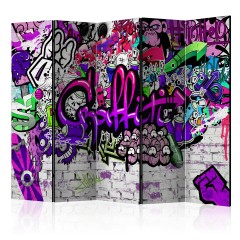 Artgeist 5-teiliges Paravent -  Purple Graffiti [Room Dividers]