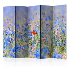 Artgeist 5-teiliges Paravent - A sky-colored meadow - cornflowers II [Room Dividers]