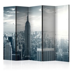 Artgeist 5-teiliges Paravent - Amazing view to New York Manhattan at sunrise II [Room Dividers]