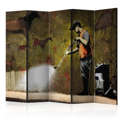 Artgeist 5-teiliges Paravent - Banksy - Cave Painting II [Room Dividers]
