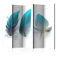 Artgeist 5-teiliges Paravent - Blue Feathers II [Room Dividers]