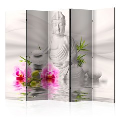 Artgeist 5-teiliges Paravent - Buddha and Orchids II [Room Dividers]