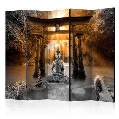 Artgeist 5-teiliges Paravent - Buddha Smile (Orange) II [Room Dividers]