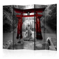 Artgeist 5-teiliges Paravent - Buddha Smile (Red) II [Room Dividers]
