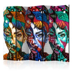 Artgeist 5-teiliges Paravent - Colorful Faces II [Room Dividers]