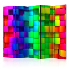 Artgeist 5-teiliges Paravent - Colourful Cubes II [Room Dividers]
