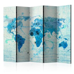 Artgeist 5-teiliges Paravent - Cruising and sailing -  The World map II [Room Dividers]