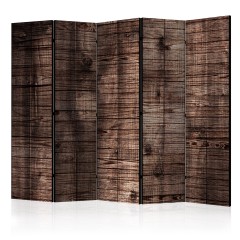 Artgeist 5-teiliges Paravent - Dark Brown Boards II [Room Dividers]