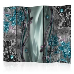 Artgeist 5-teiliges Paravent - Floral Curtain (Turquoise) II [Room Dividers]