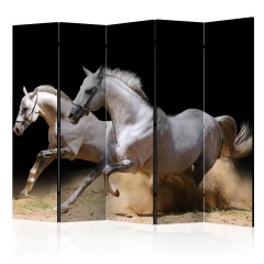 Artgeist 5-teiliges Paravent - Galloping horses on the sand II [Room Dividers]