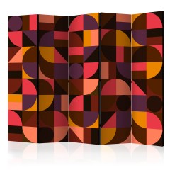 Artgeist 5-teiliges Paravent - Geometric Mosaic (Red) II [Room Dividers]