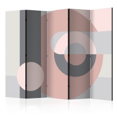 Artgeist 5-teiliges Paravent - Geometric Wreath (Pink) II [Room Dividers]