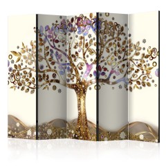 Artgeist 5-teiliges Paravent - Golden Tree II [Room Dividers]