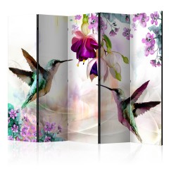 Artgeist 5-teiliges Paravent - Hummingbirds and Flowers II [Room Dividers]