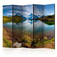 Artgeist 5-teiliges Paravent - Lake with mountain reflection, Switzerland II [Room Dividers]