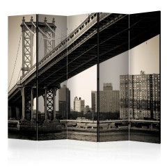 Artgeist 5-teiliges Paravent - Manhattan Bridge, New York II [Room Dividers]