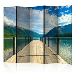 Artgeist 5-teiliges Paravent - Mountain lake bridge II [Room Dividers]