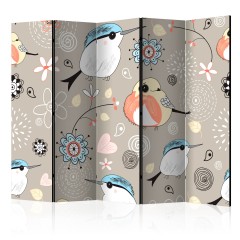 Artgeist 5-teiliges Paravent - Natural pattern with birds II [Room Dividers]