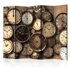 Artgeist 5-teiliges Paravent - Old Clocks II [Room Dividers]